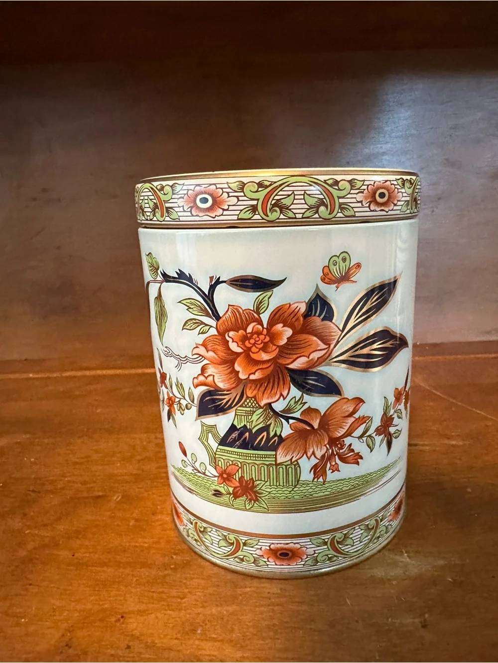 Vintage English Floral Tea Tin Canister The Box Company David Carter  England UK